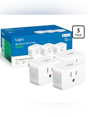 TP-Link Tapo P125M Smart Plug Mini 3-Pack Matter 15A 1800W Alexa Google